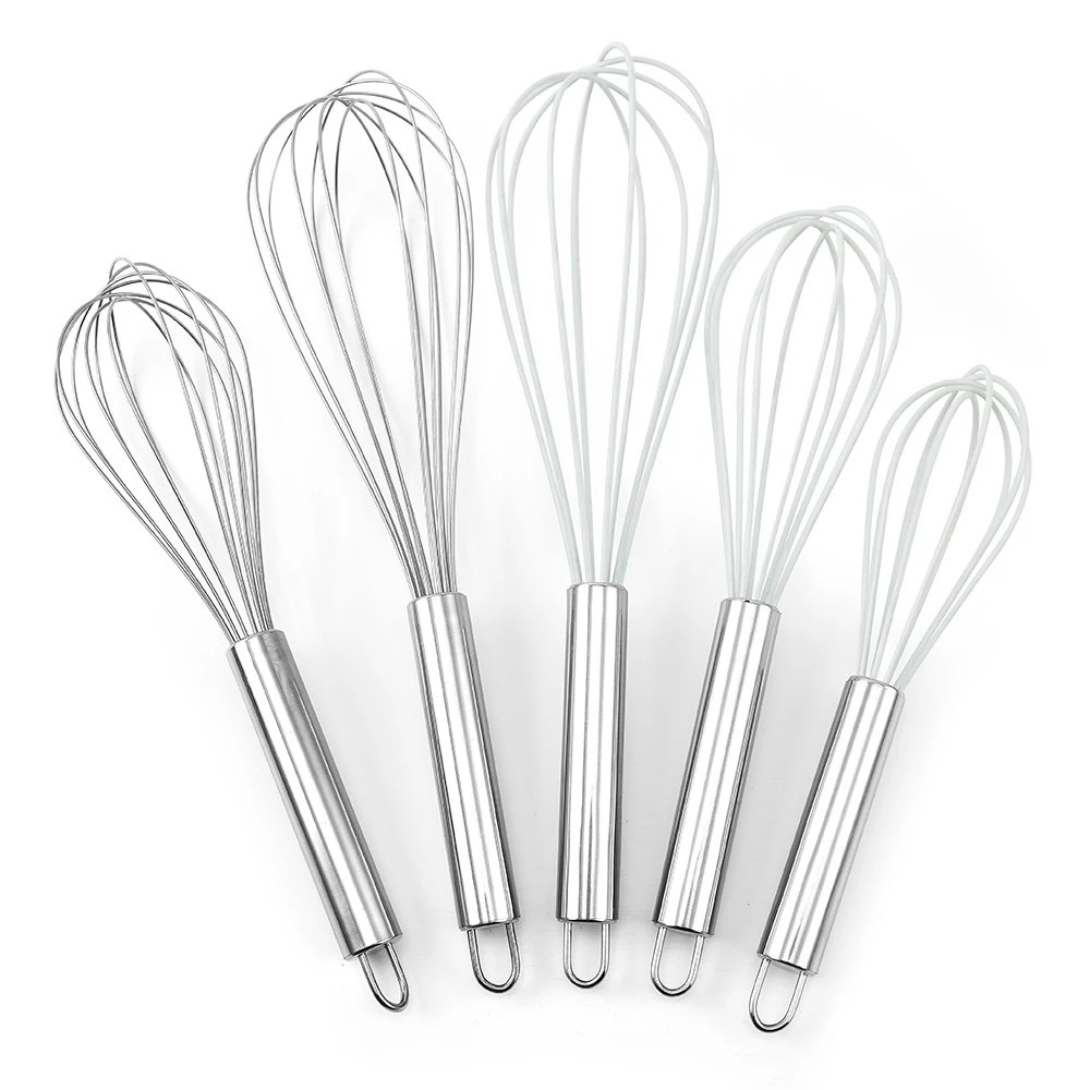 Hot sale 10 inch hand whisk mixer food grade silicone egg whisk baking beaters kitchen cooking tools