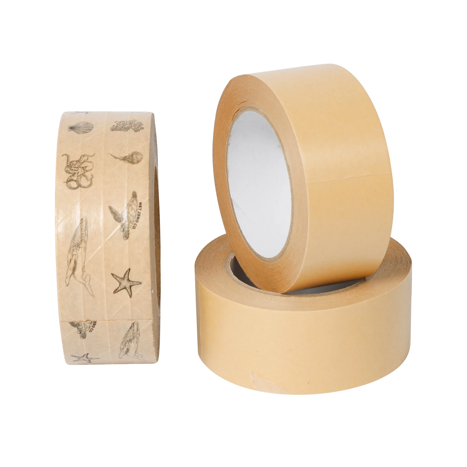 Custom Colored Eco Friendly Degradable  Gummed 3 Inch Printed Parcel Package Kraft Paper Adhesive Tape with Logo