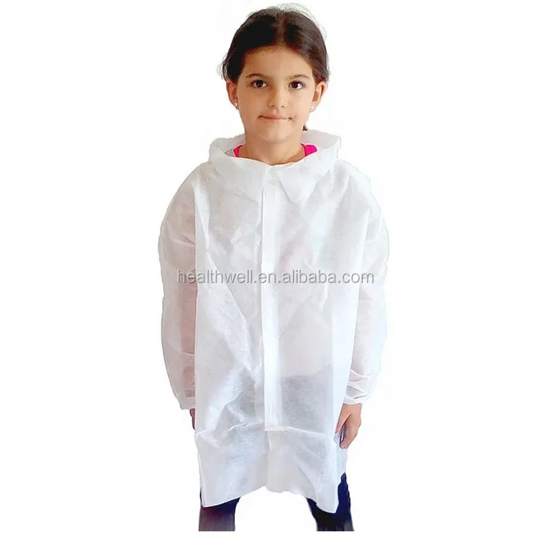 Non Woven 100% Polypropylene New Designs White Hospital Uniforms For Doctor Nurse Child lab coats in long sleeve