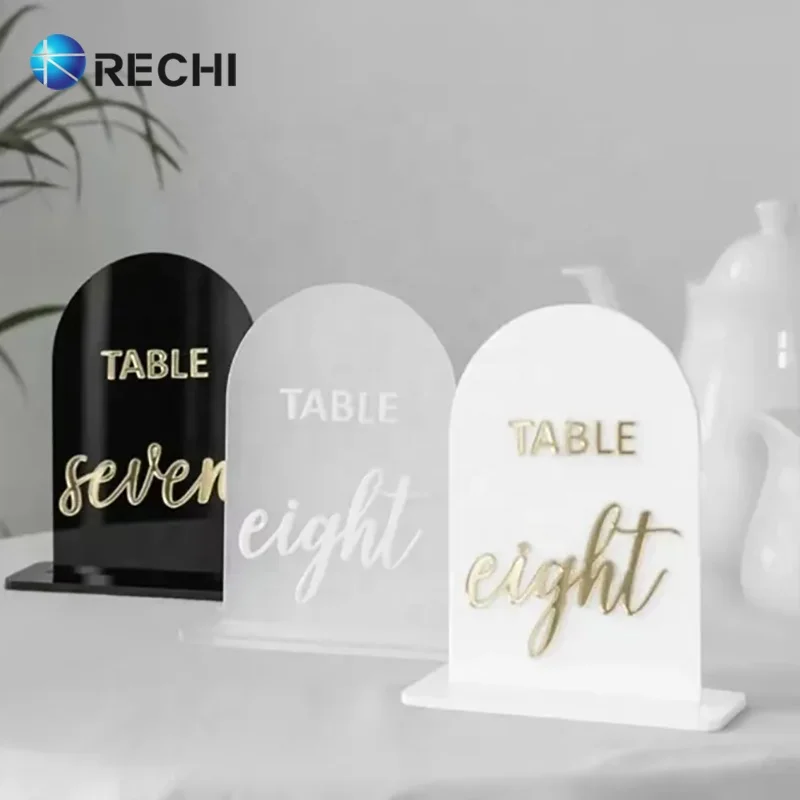 RECHI Custom Acrylic Wedding Event Table Sign Holder Perspex Wedding Table 3D Number Sign Letter Place Card Display Stand