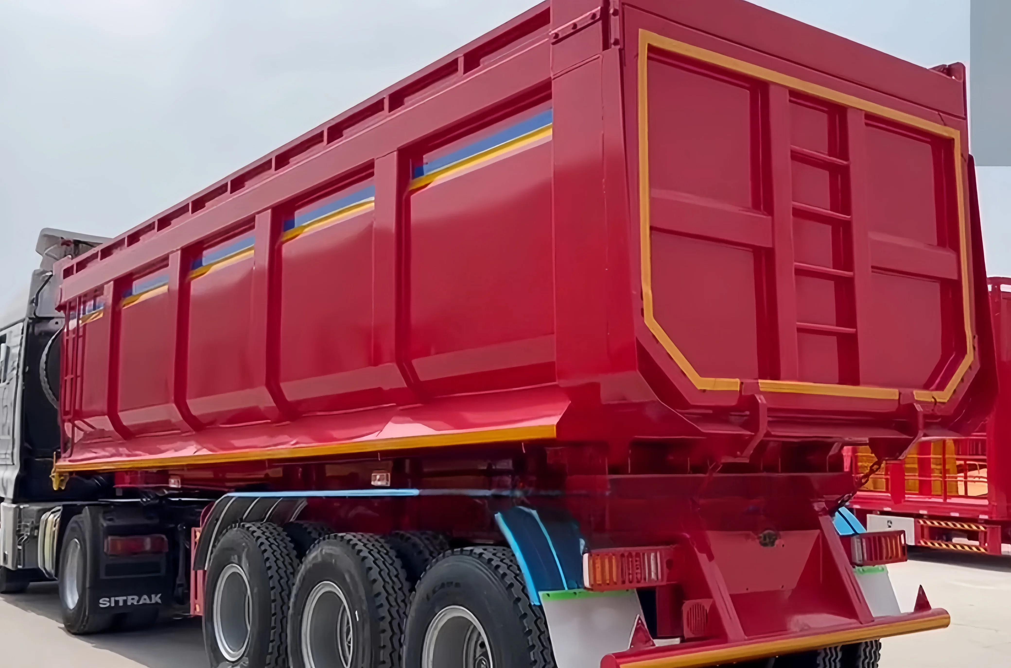 Shandong heavy 3 axis dump semi-trailer dump trailer back end dump trailer mining stone transport