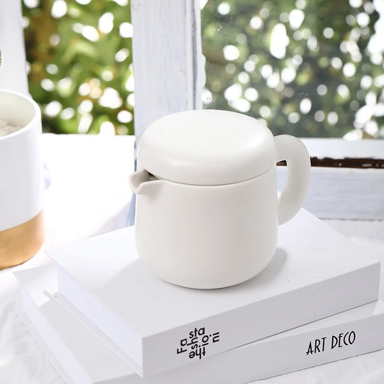 Matte custom logo tea set daily use item black white home goods teapot ceramic tea pot