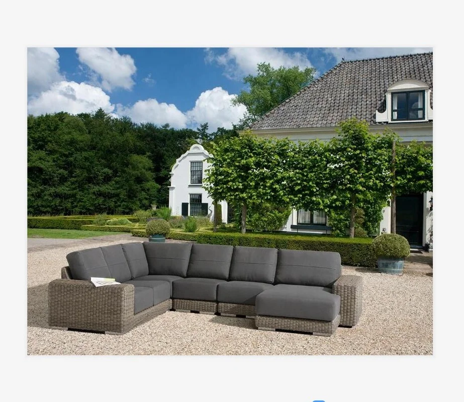 Уличные садовые наборы для патио, плетеный диван для гостиной, комплект L-образной мебели