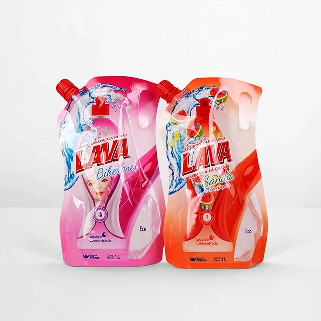 Custom Printed Liquid Soap Bag Refill Packaging Doypack Stand Up Pouch with Spout Screw Corner Nozzle