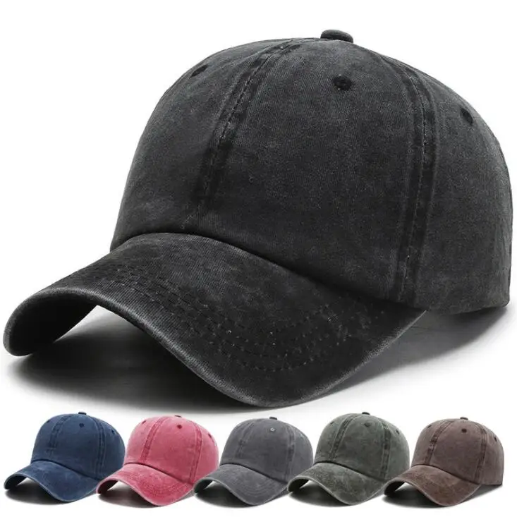 Washed Baseball Cap Blank 100% Cotton Ok to embroidery logo MOQ 1pc