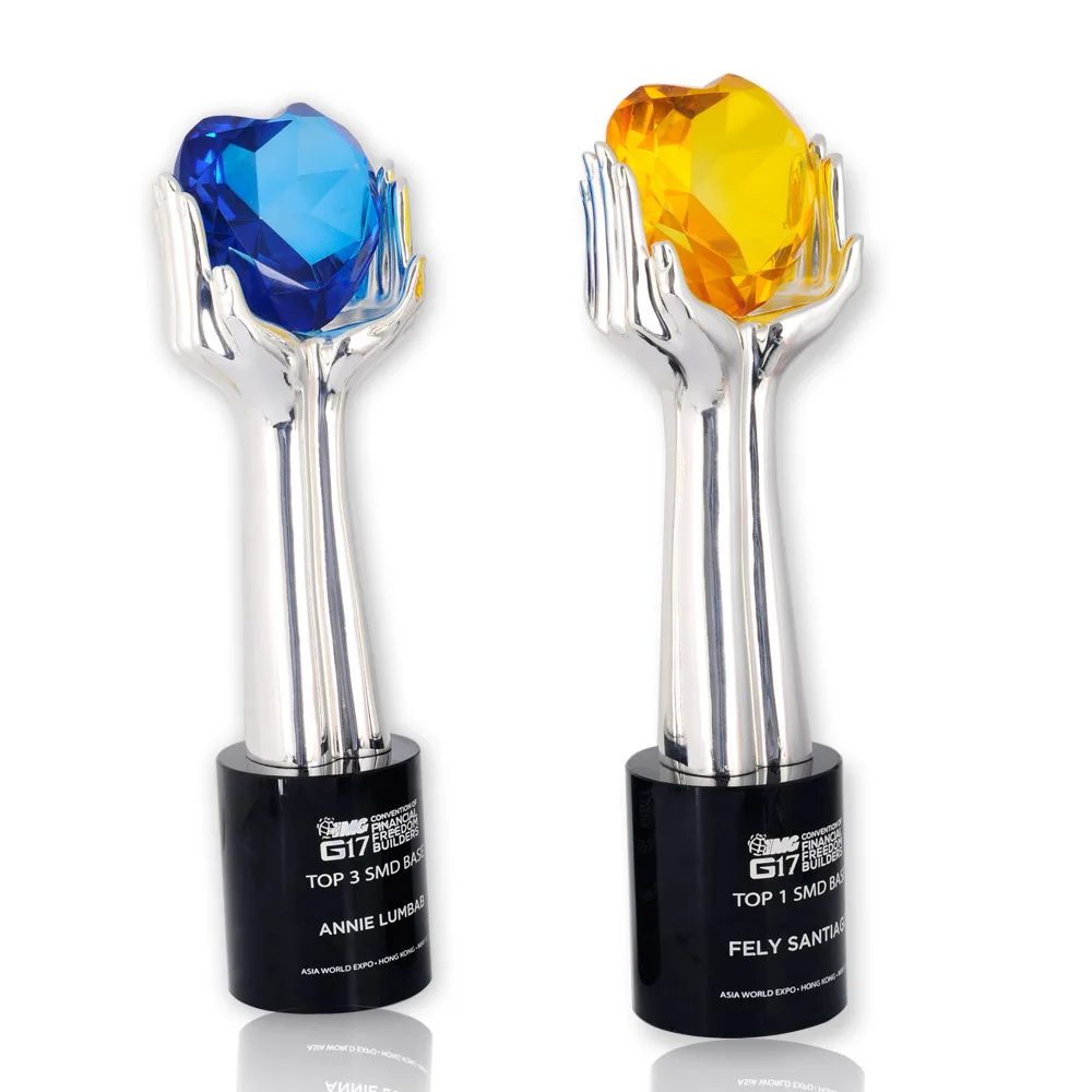 Heart diamond glass plaque crystal Souvenir Engraving crystal glass trophy custom Crystal Award Plaques