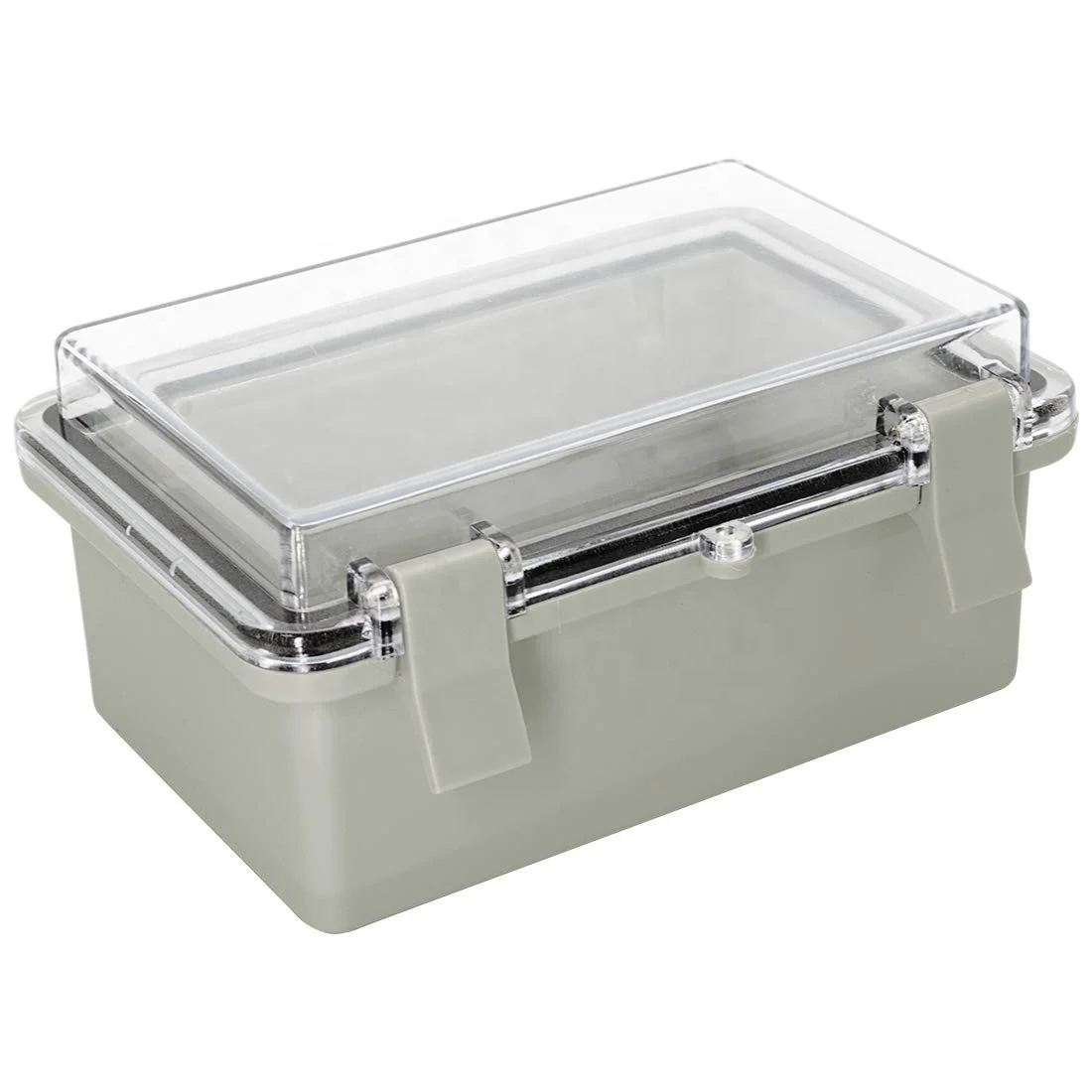 200*100*70CE Hinged Transparent Cover Stainless Steel Clip IP65 Waterproof Plastic Enclosure Junction Box for Electrical Project