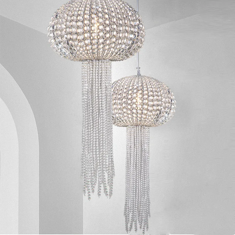 American Style Jellyfish Clear Crystal Chrome Metal Chandelier and Medusae Pendant Lamps