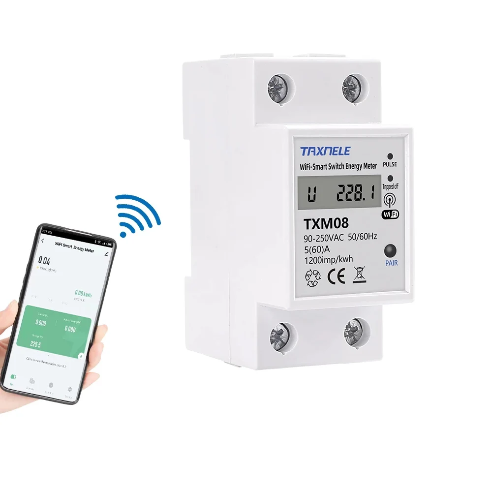 Tuya 60A Din Rail WIFI Smart Energy Meter Timer Power Monitor kWh Meter Wattmeter 110V 220V Smart Life Alexa Google Home Alice