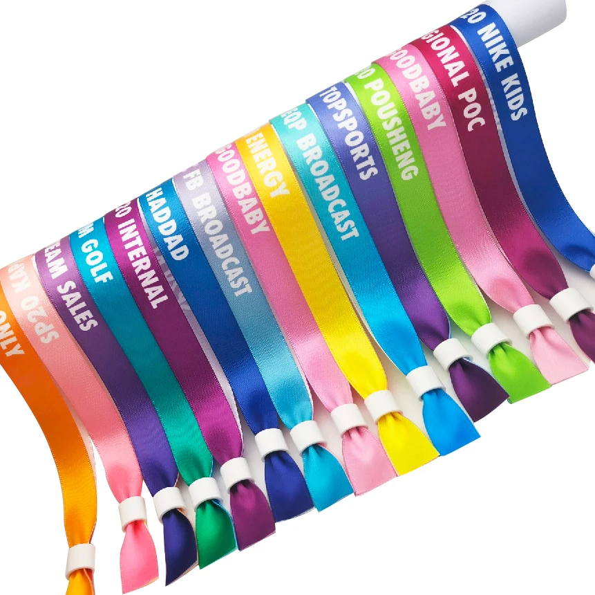 Custom Cheap Adjustable Party Festival Events Wristband Polyester Fabric Bracelets Logo Design Wristbands