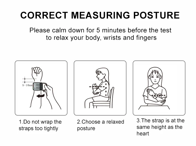 Finicare Wrist Blood Pressure Monitor Backlit Display Tension Meter  Automatic Wrist Blood Pressure Monitor
