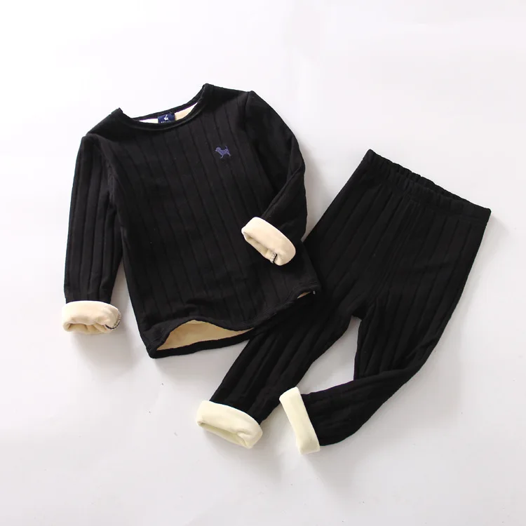 Детские комплекты одежды для мальчиков и девочек на весну, осень и зиму с бархатным комфортом и теплым нижним бельем для мальчиков