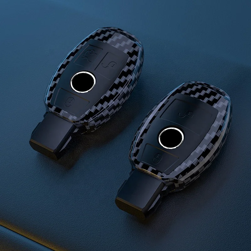 ABS Carbon Fiber Car Key Case Cover Fob For Mercedes Benz A C E S Class W204 W205 W212 W213 W176 GLC CLA AMG W177 Accessories