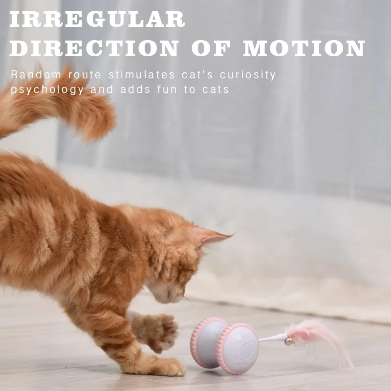 Eco-friendly USB rechargeable interactive smart rolling pet cat toy moving cat teaser funny for pet