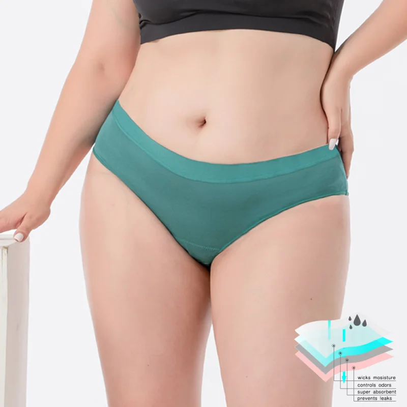Высокое Поглощение 4 герметичные короткие женские безопасные трусы размера плюс 6XL бамбуковые для менструального