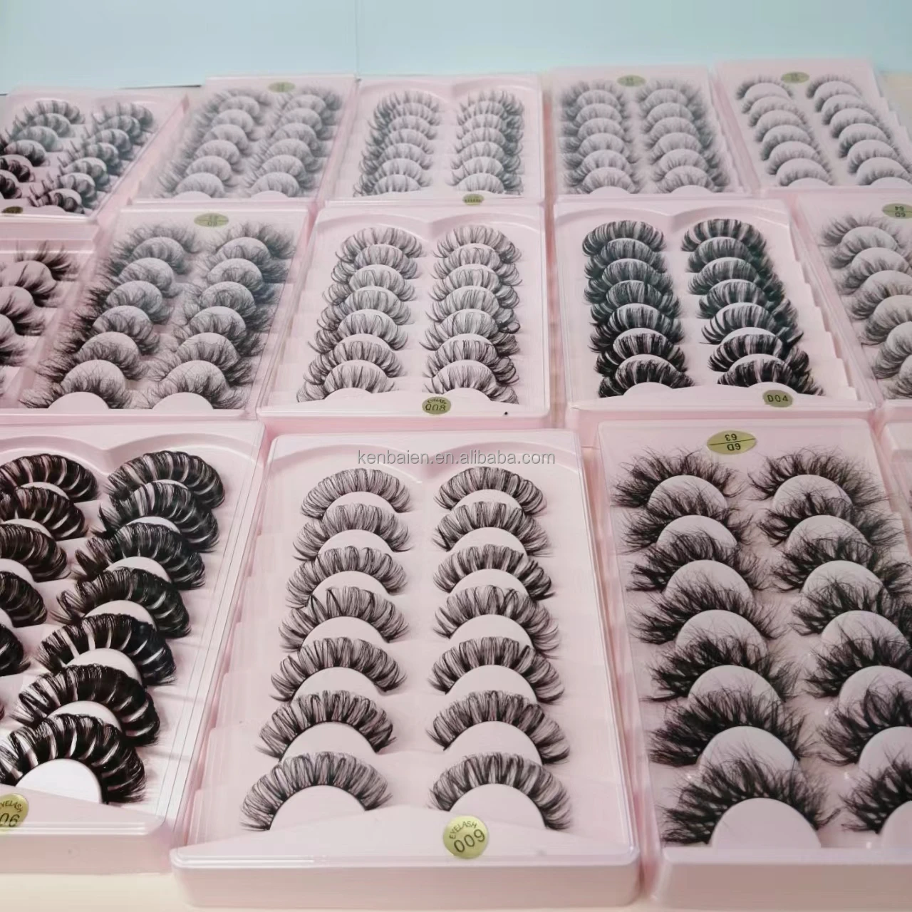 Manufacturer Custom Lash Logo Box 15Mm 20Mm 22 Mm 25Mm Wholesale 3D Mink Russian Strip Eyelashes Fluffy D Curl