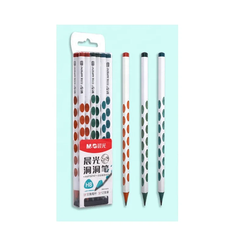 Andstal Color Penholder No Lead Poison Wooden Pencil Correct the Pen Holding Posture Hole Pencils For Kids School Pencils