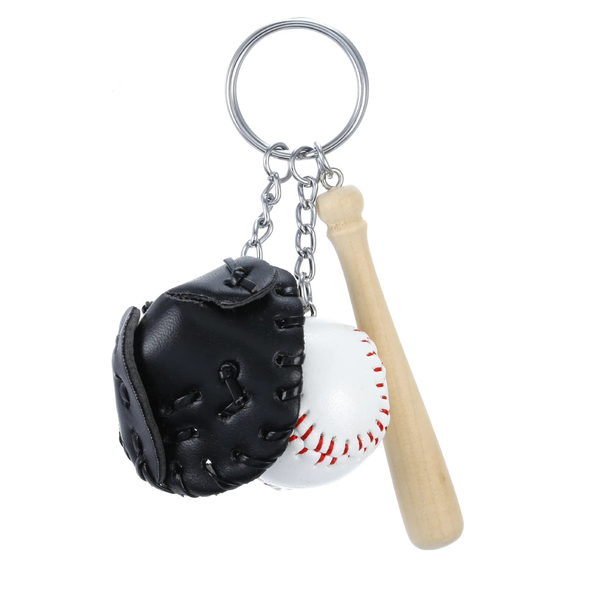 Cartoon Car Keychain Wooden Sports Baseball Keyring Ball Mini softball baseball Keychain