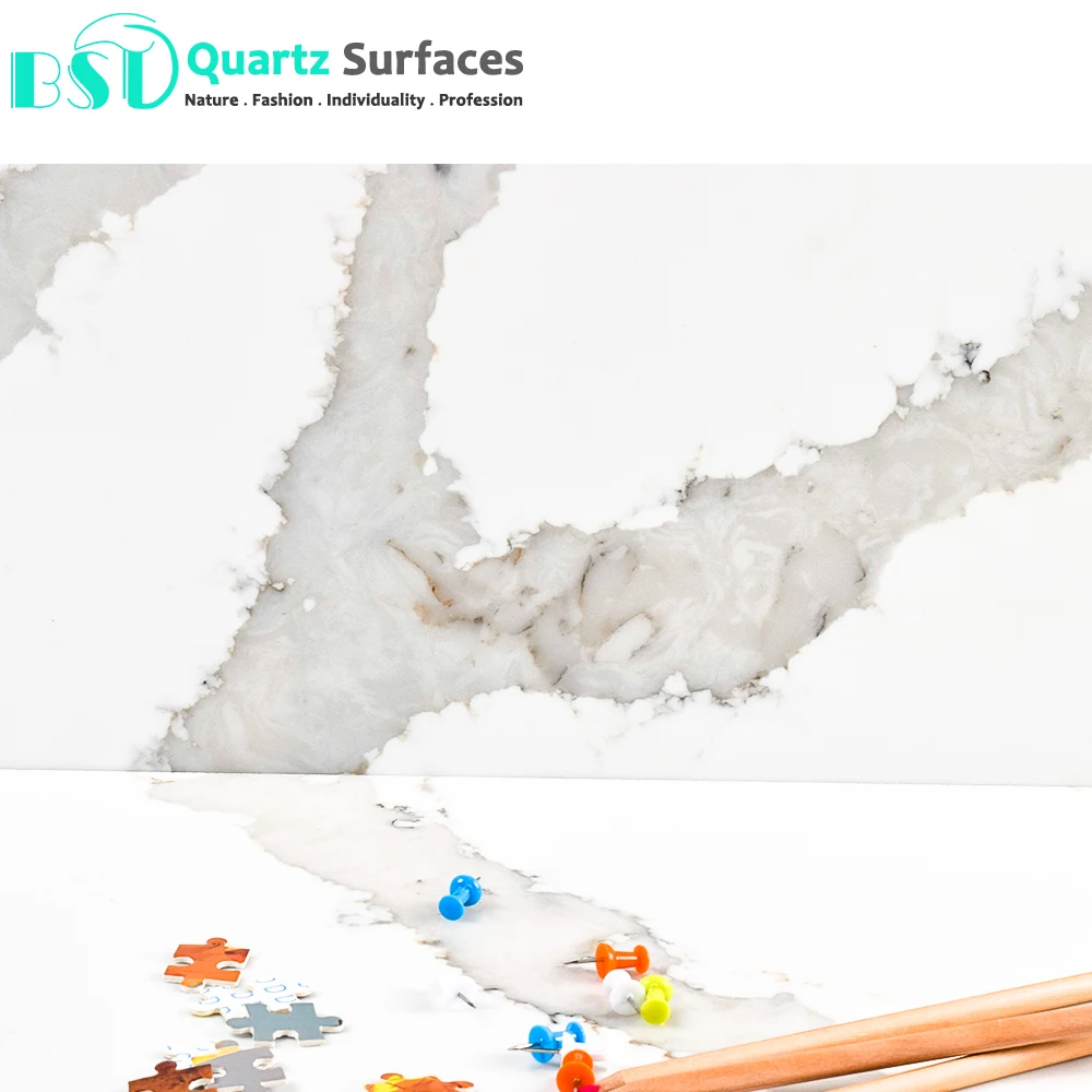 Calacatta Gold Quartz Stone Slab at a Good Price