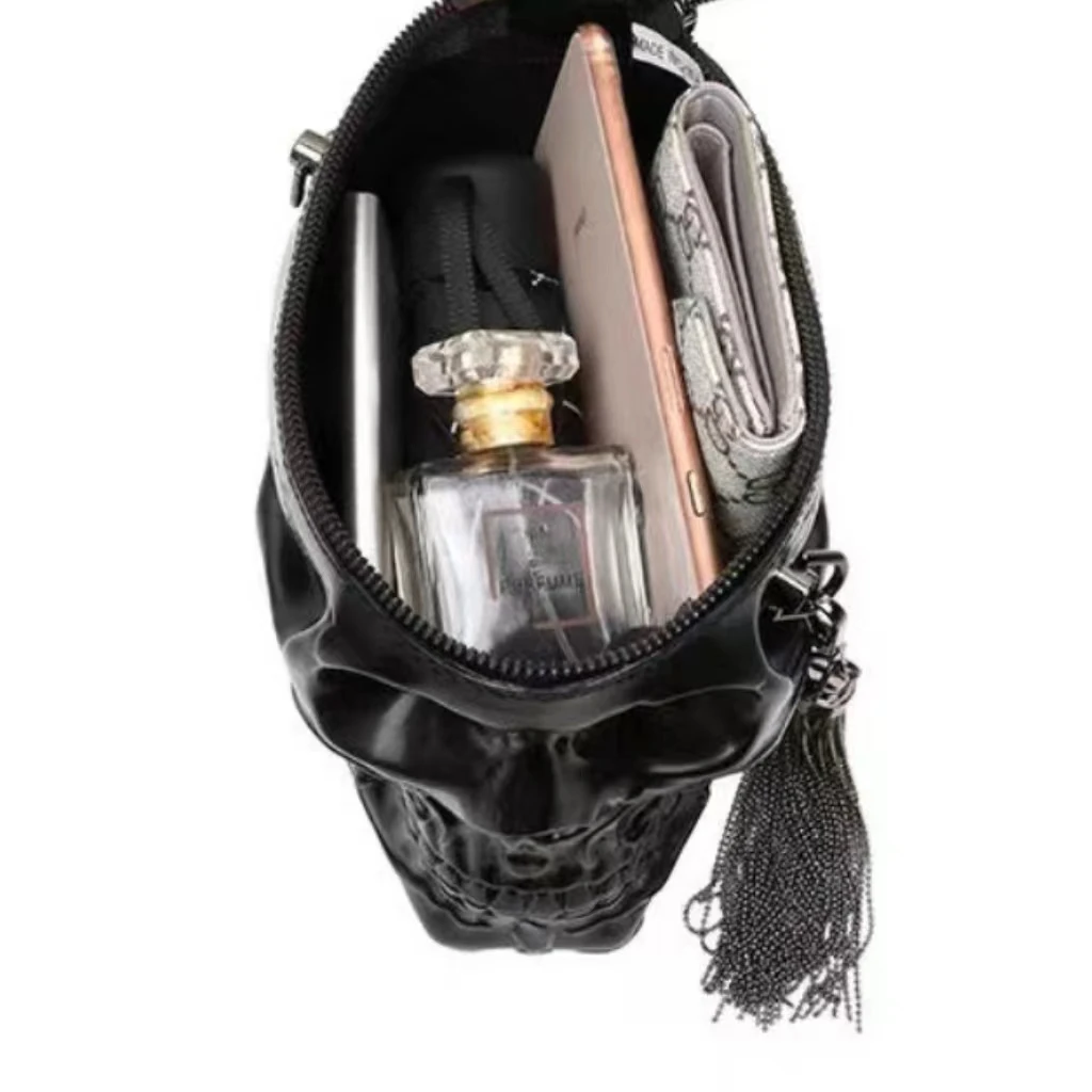 Hot New skull shape personality Halloween shoulder bag high texture ghost head backpack PU leather skull crossbody bag