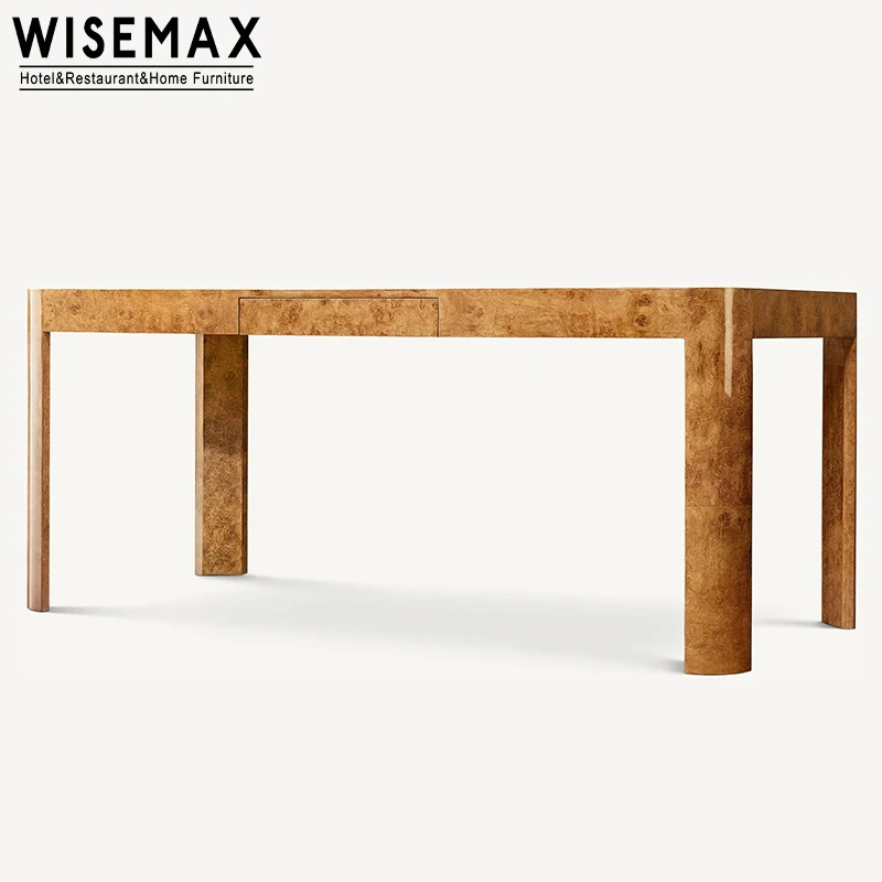 WISEMAX FURNITURE luxury hotel furniture bedroom desk table solid wood furniture burl wood table wooden beds dressing table