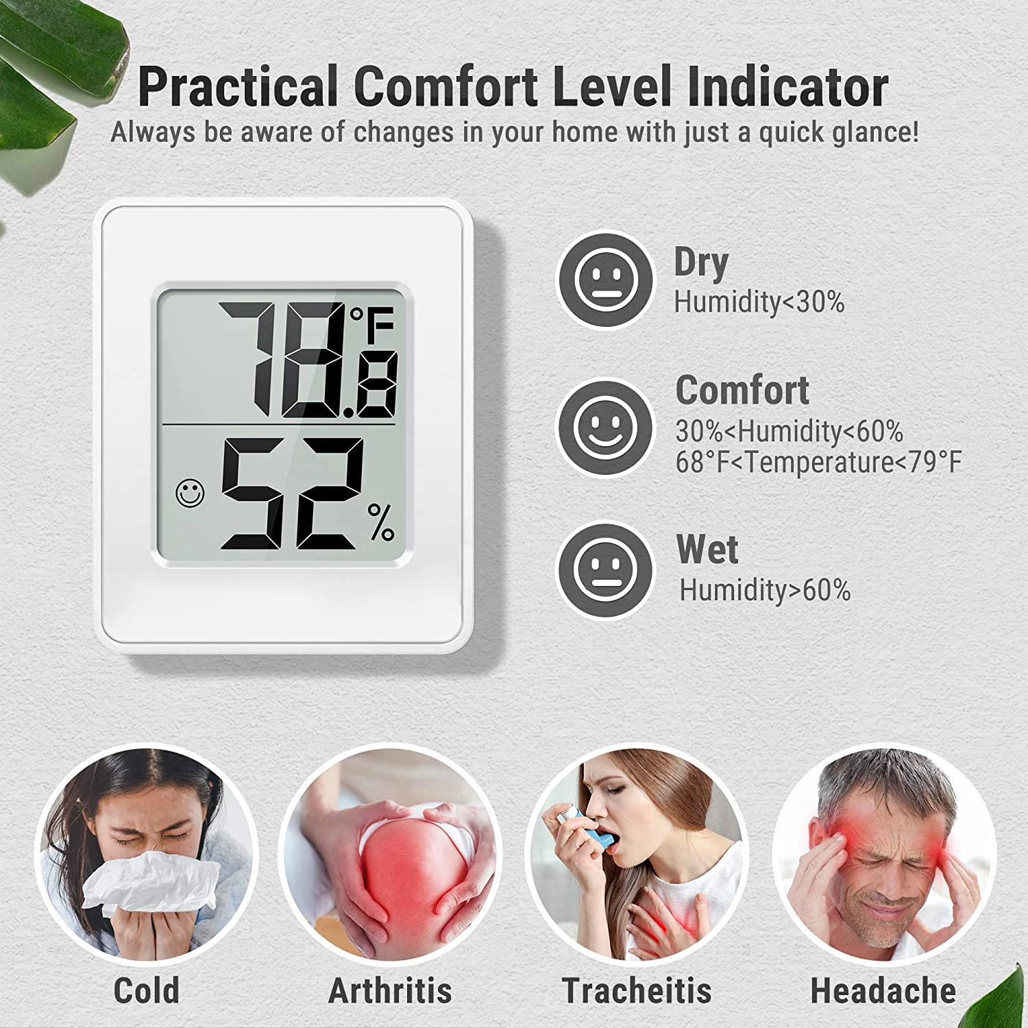 Digital Hygrometer Indoor Thermometer Humidity Meter Room Thermometer with Fast Refresh Accurate Temperature Humidity Monitor
