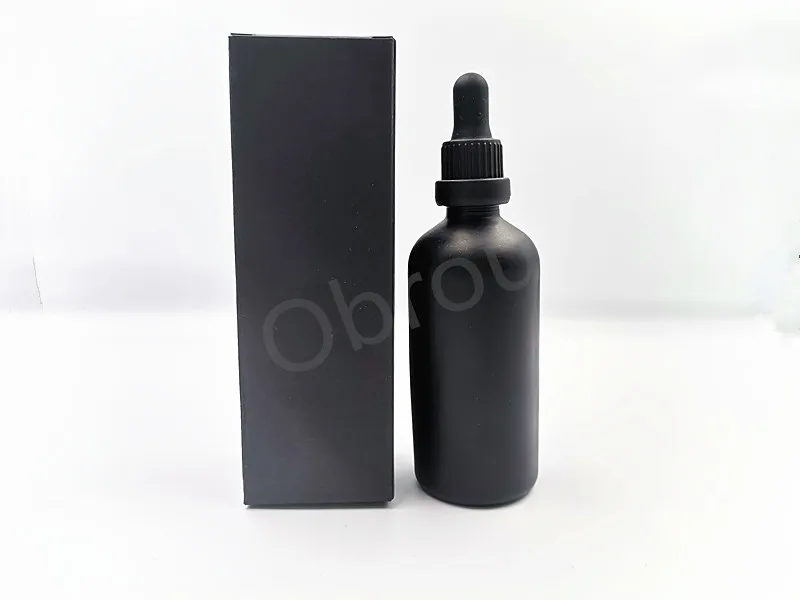 30 ml amber glass tincture bottle with black dropper 30ml matte black essential oil glass dropper bottle with packing box