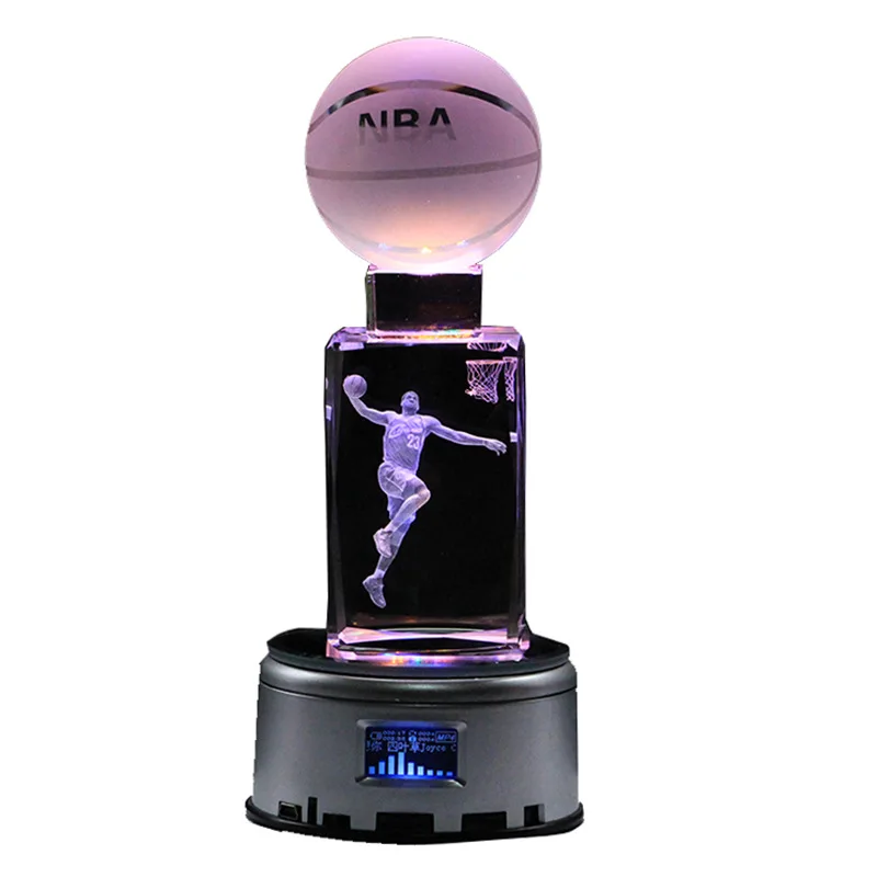 Подарочная вращающаяся музыкальная шкатулка Mp4 Player с колонками Хрустальная для баскетбола