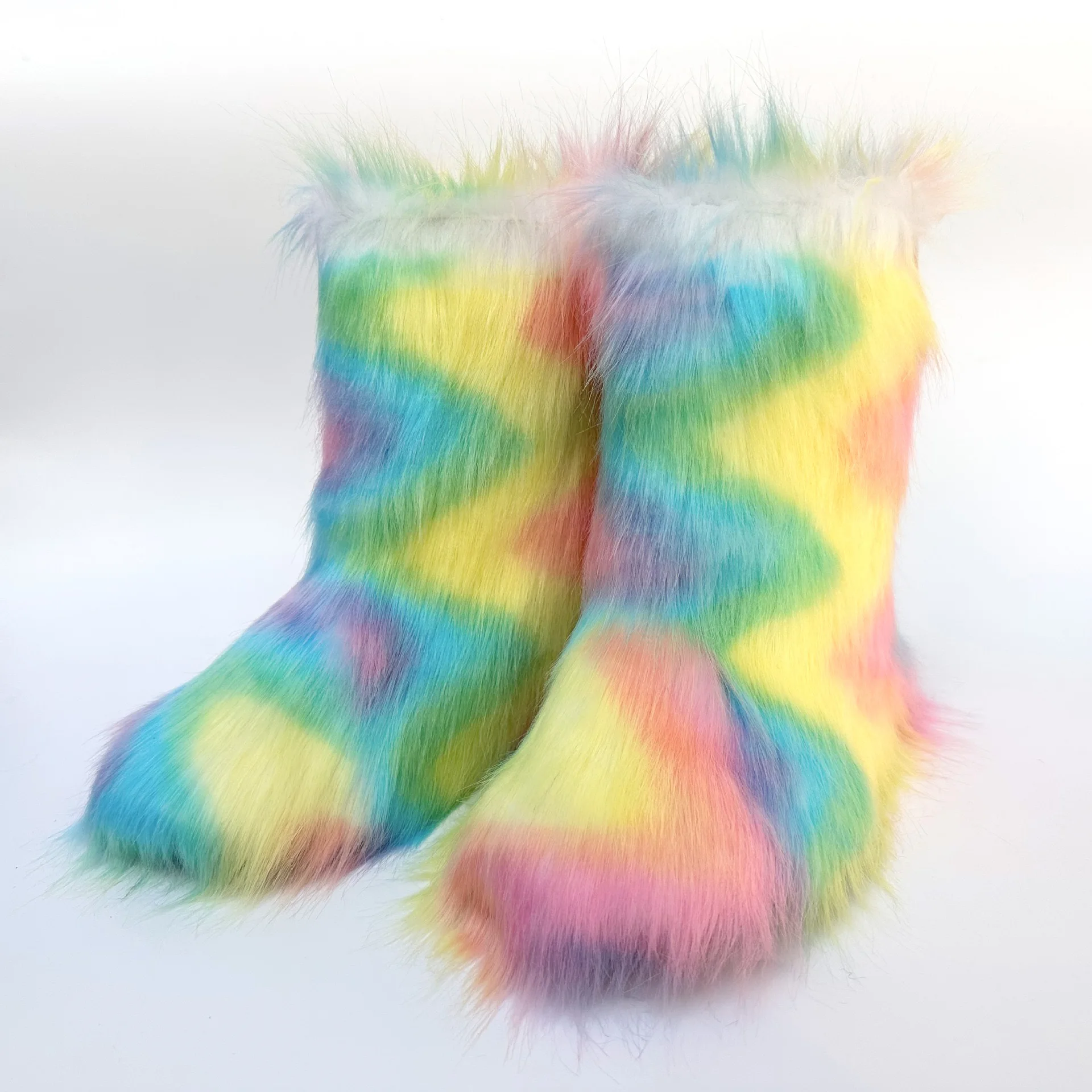 Wholesale Winter Warm Women Fur Shoes Fashion Fluffy Furry Faux Fur Snow Boot For Ladies