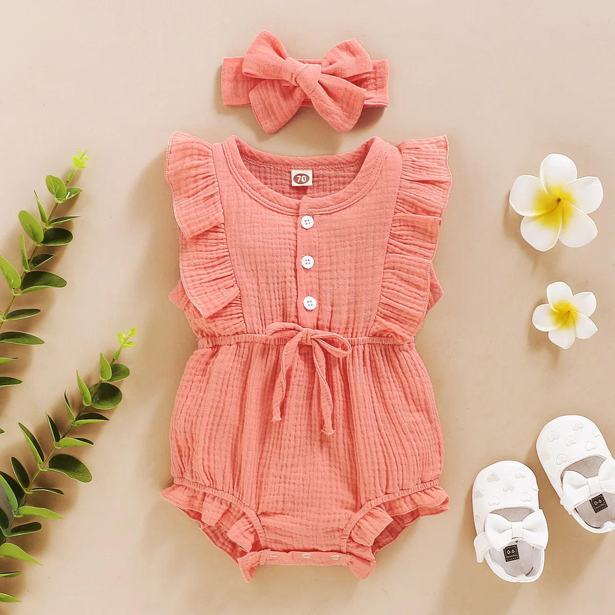 BKD 2021 lovely girls bow headband with dress romper new born baby girl set beby cloths
