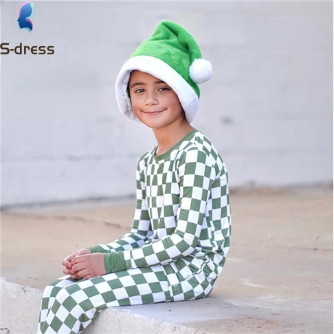 Sibling Matching Outfits Red And Green Plaid Kids Pajama Set Children Pyjamas Sets