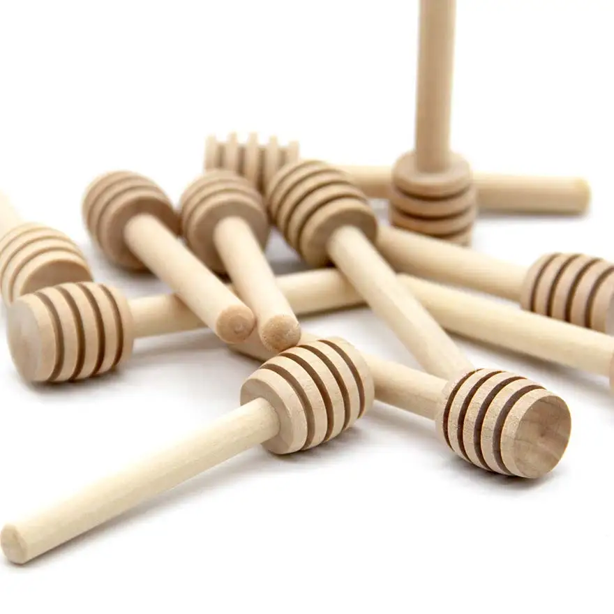Home Gifts Wholesale Beech Creative Dippers Lemon Bee Coffee Tea Stirring Mini Wooden Handle Stick Honey Spoon