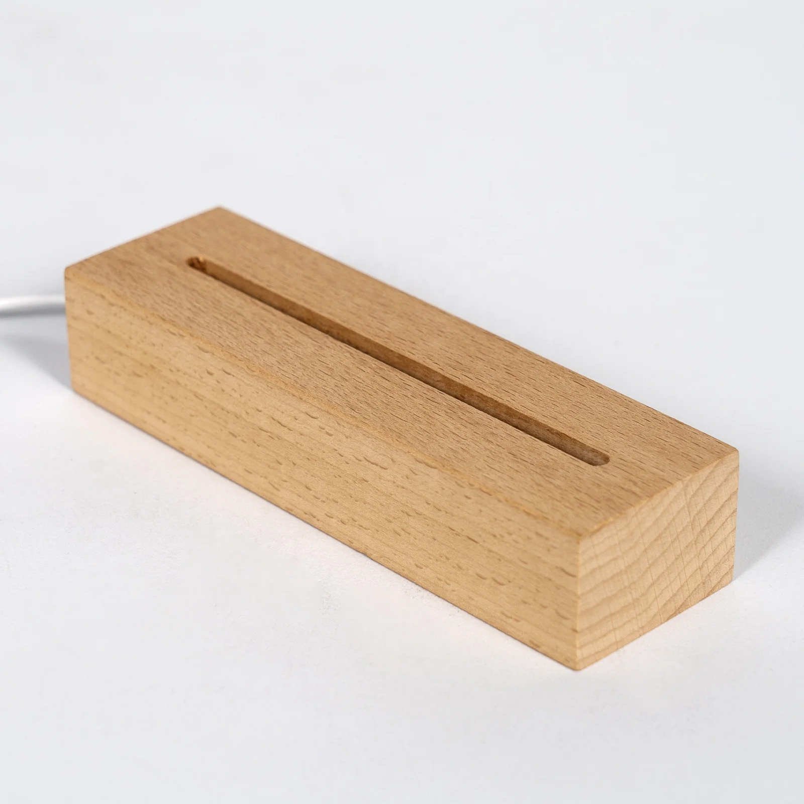 Rgb Beech Wooden Led Light Base Rectangular Oval Solid Wood Lamp Base For Diy Acrylic