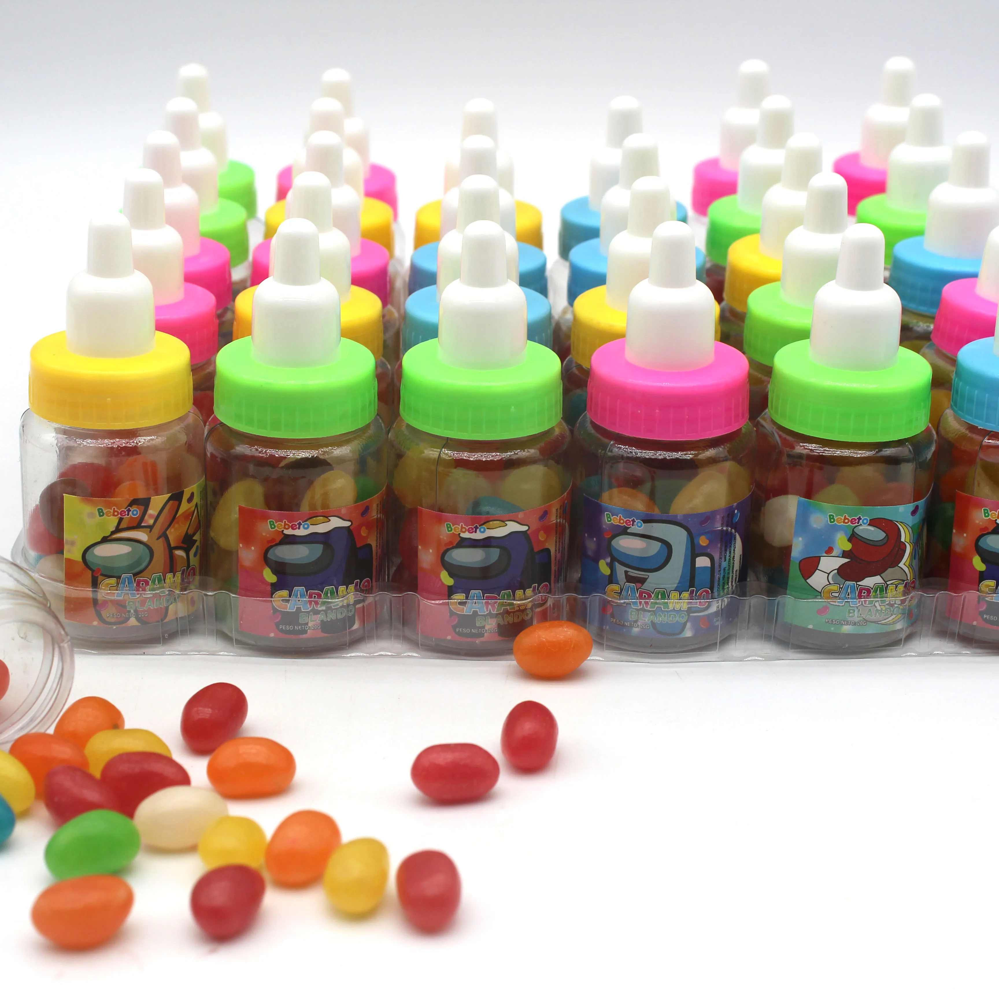 Wholesale Custom Halal Sweet Mixed Colored Jelly Beans Gummy Candy in Bottle