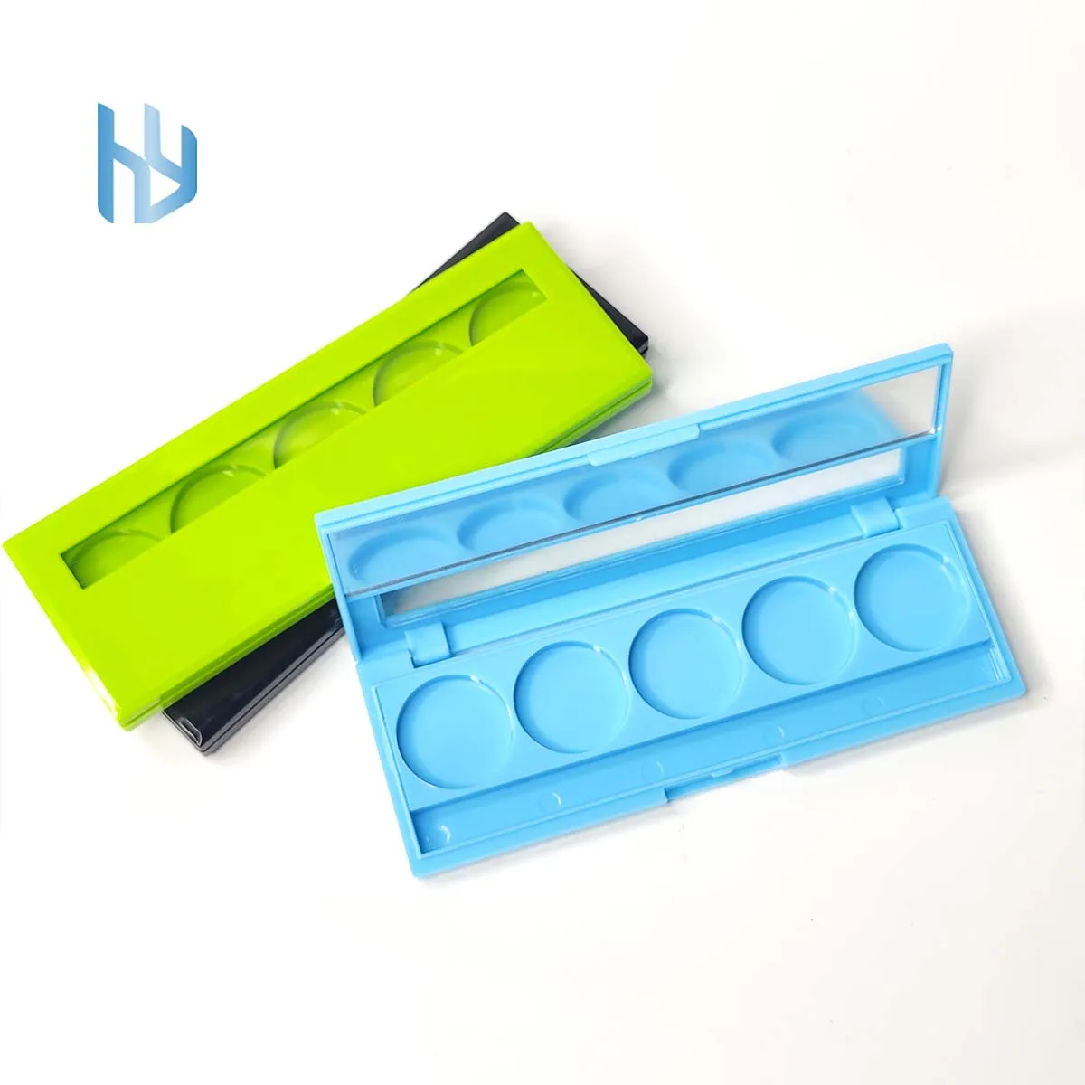 Low MOQ  26.5mm 5Colors Matte Black High Pigmented Shimmer Eyeshadow Case Custom Logo Empty Eyeshadow Palette Case