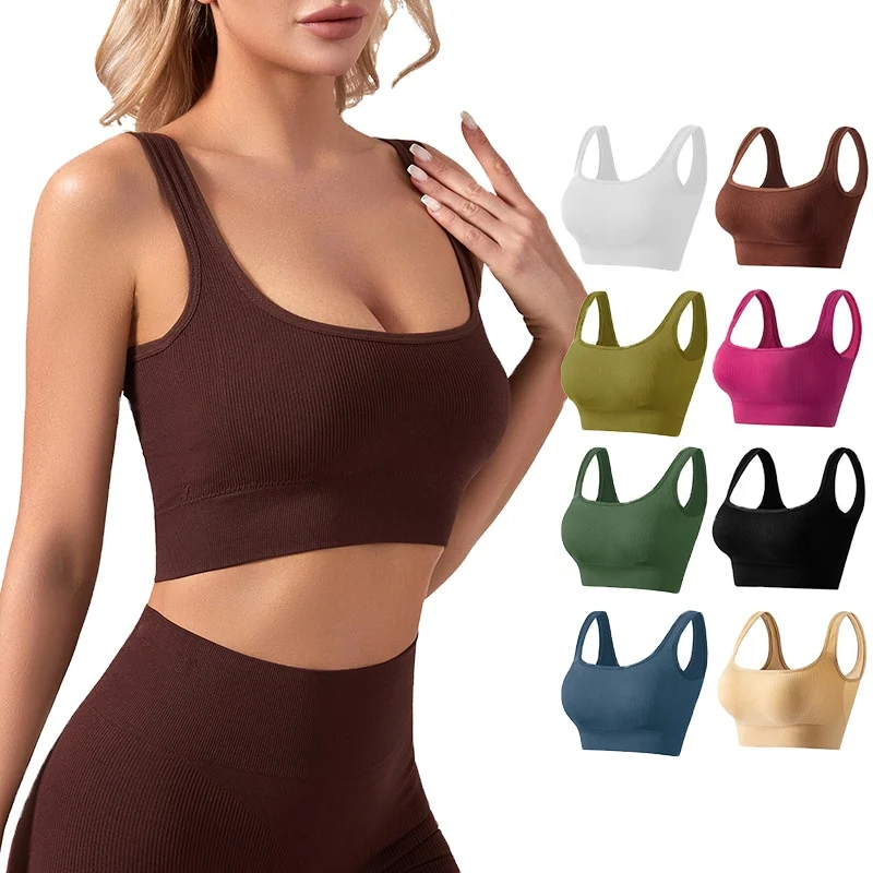 Custom Bra Set 8802Y# Quick Drying Non Steel Ring Seamless Girls U-back Underwear Sports Bra Sleep Yoga Fitness Sports Set