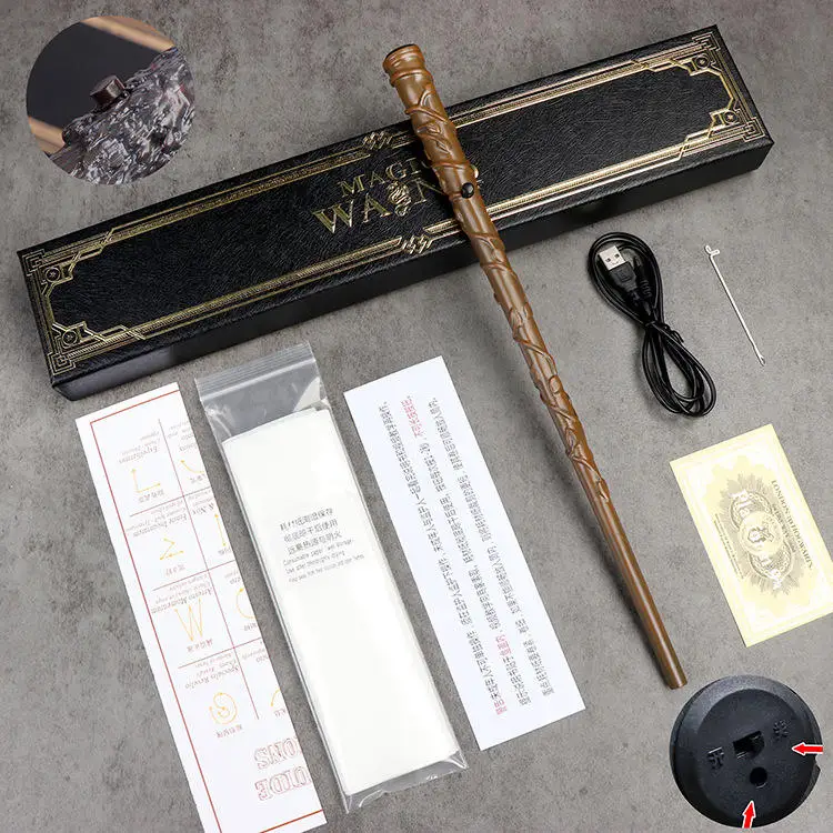 Custom Harry Wizard Cosplay Shoots Fire Magic Wand Fire Magic Potter Wizard Wand With Gift Box Packing