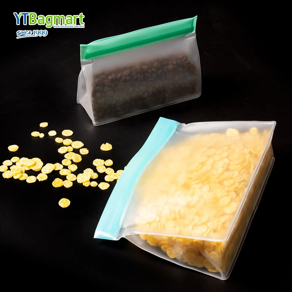 Custom Eco Sandwich Food Packaging Freezer Peva Ziplock Pouch Bag Frosted Grade Foldable Silicone Reusable