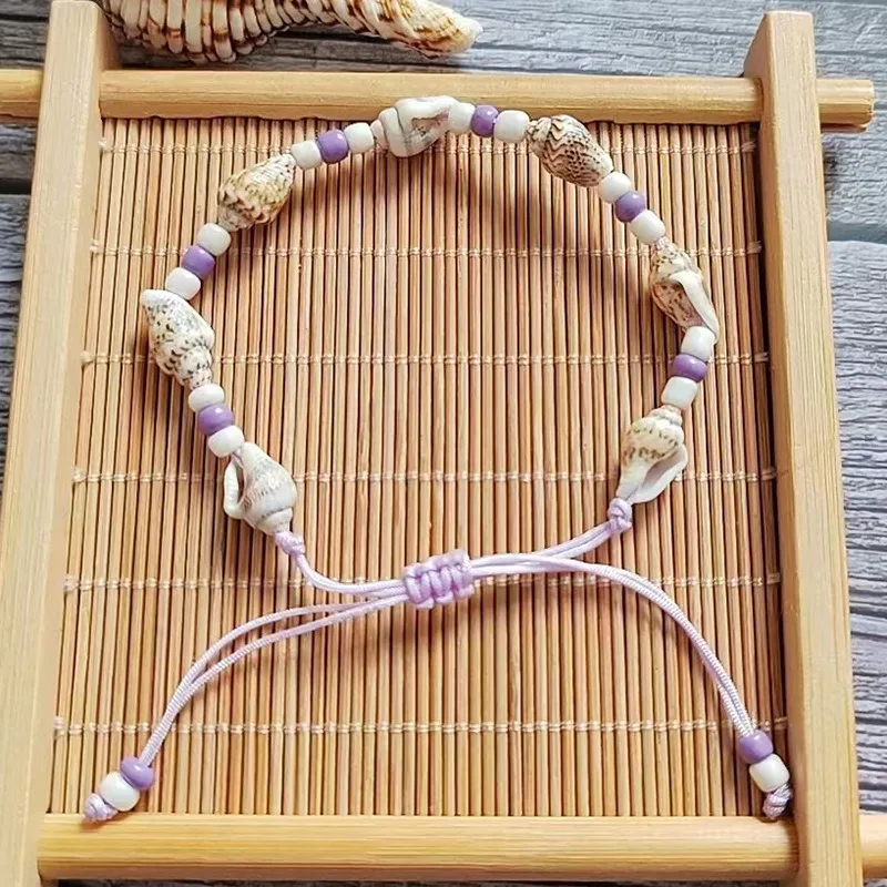 2024 New Minimalist Style Seed Pearl Conch Beaded Weaving Bracelet National Style Ocean Series Bracelet