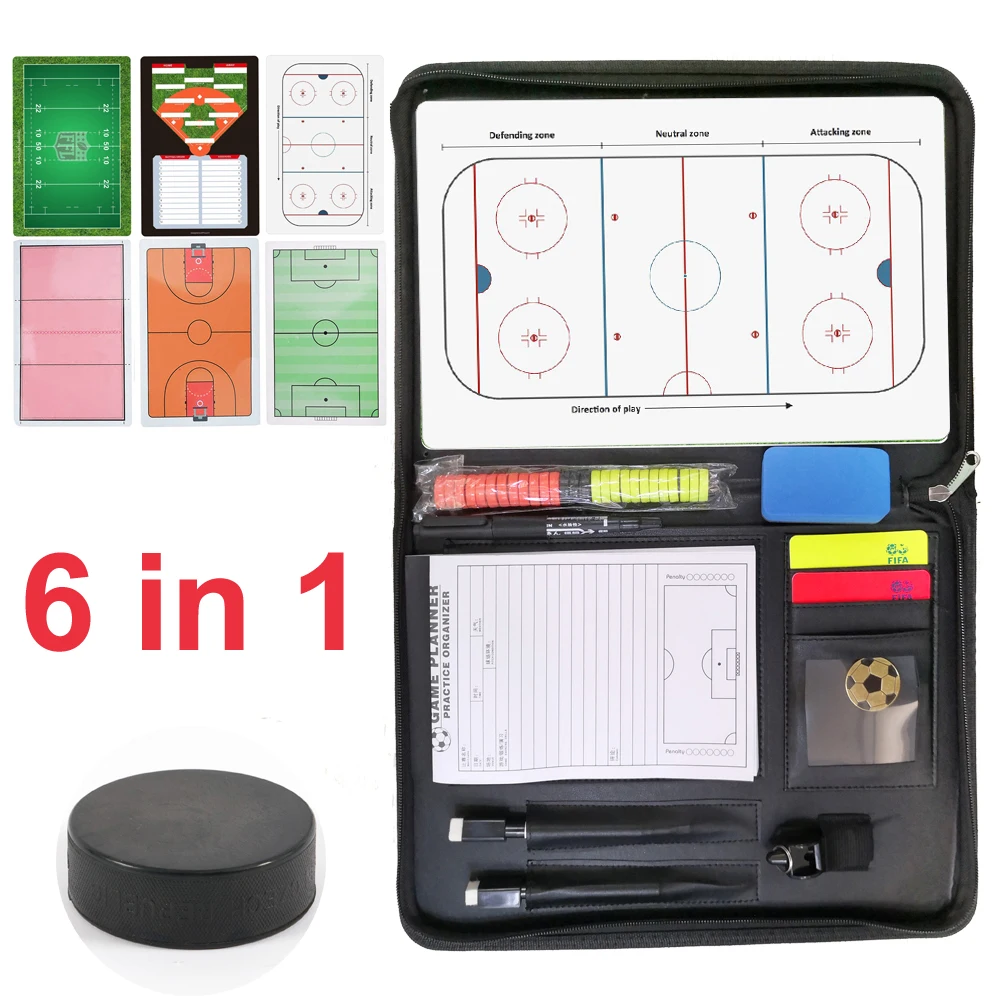 Football Soccer training 6 in 1 coaches tactic board magnetic foldable strategy clipboard coach board with erasable pen