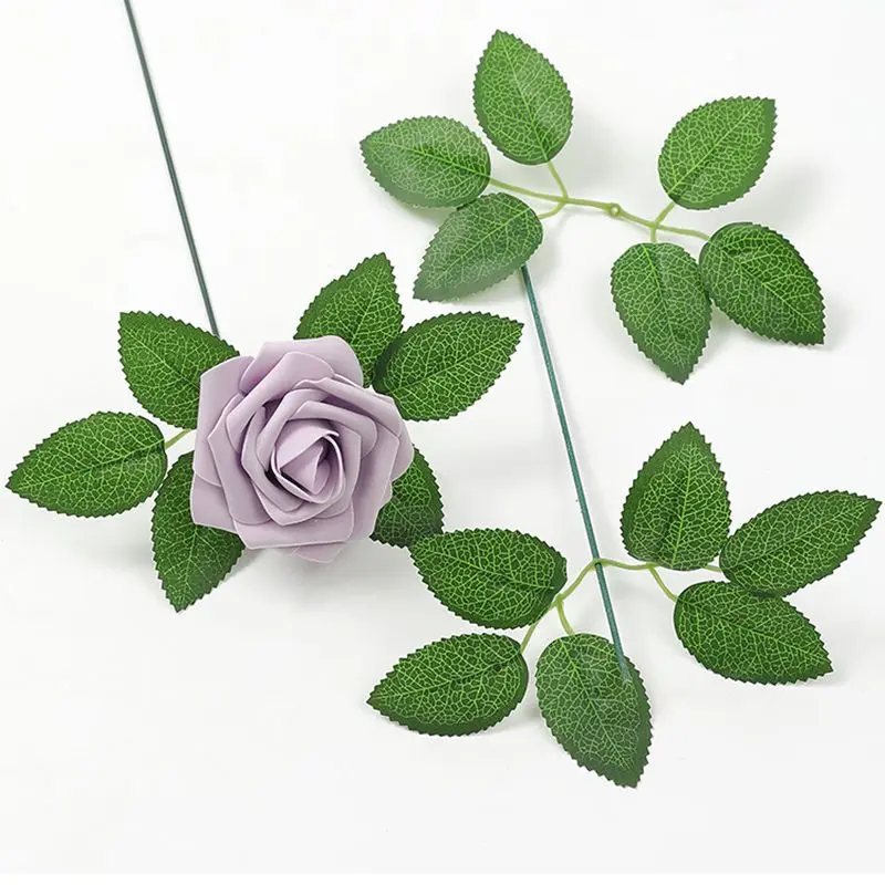 silk artificial flower green leaves  rose leaf for flower bouquet decoration