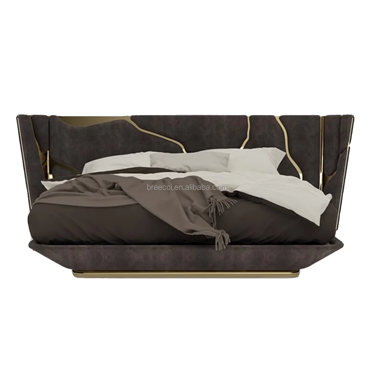 Modern Luxury High-End Villa Bedroom Set High Quality King Size Royal Furniture Wood Frame Leather Queen Double Available
