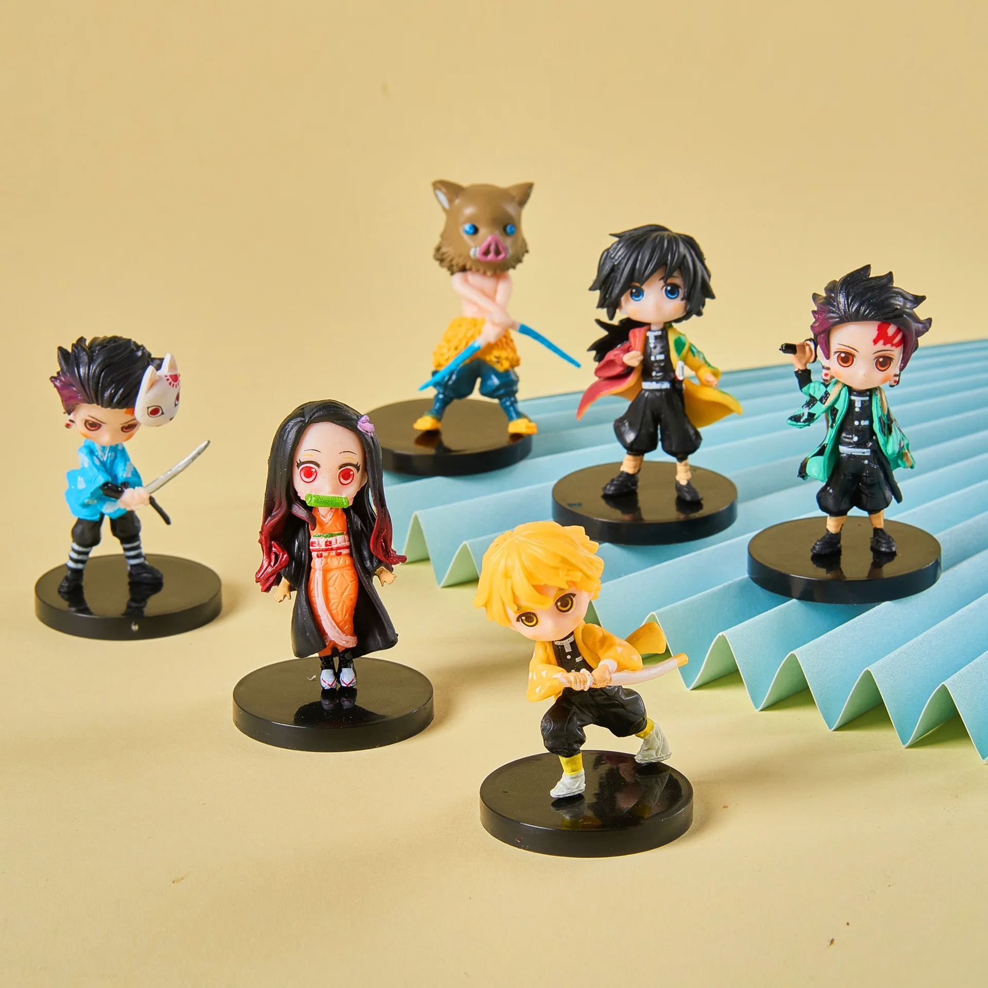 High Quality Anime Figurine 6 Piece/Set Anime Demon Slayer Character Model  Custom Figurine 3D Cartoon Model Toy