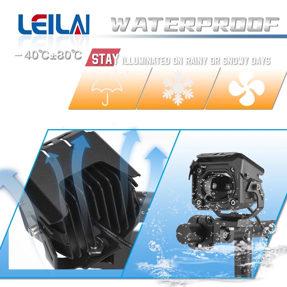30*2W  Square LED Spot Light 12-36V Small Mini Car Motorcycle LED Headlights Driving Fog Light