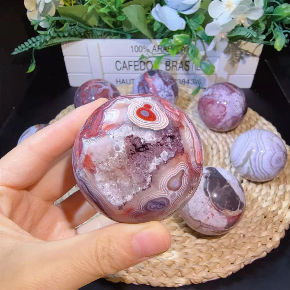 Wholesale Natural Carved High Quality Crystal Mexico Agate Sphere For Home Decoration