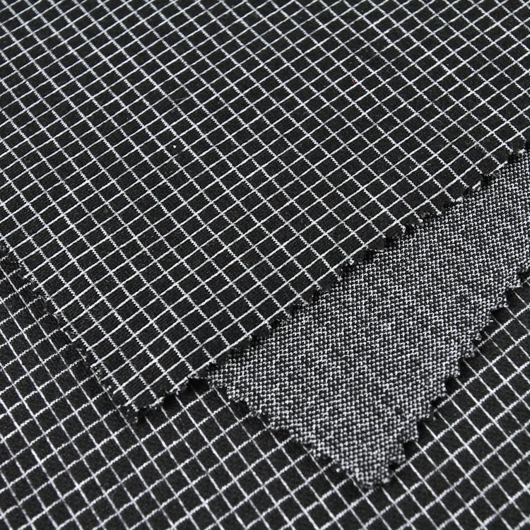 2021 Latest design small plaid china polyester spandex recycled jacquard fabric for pants