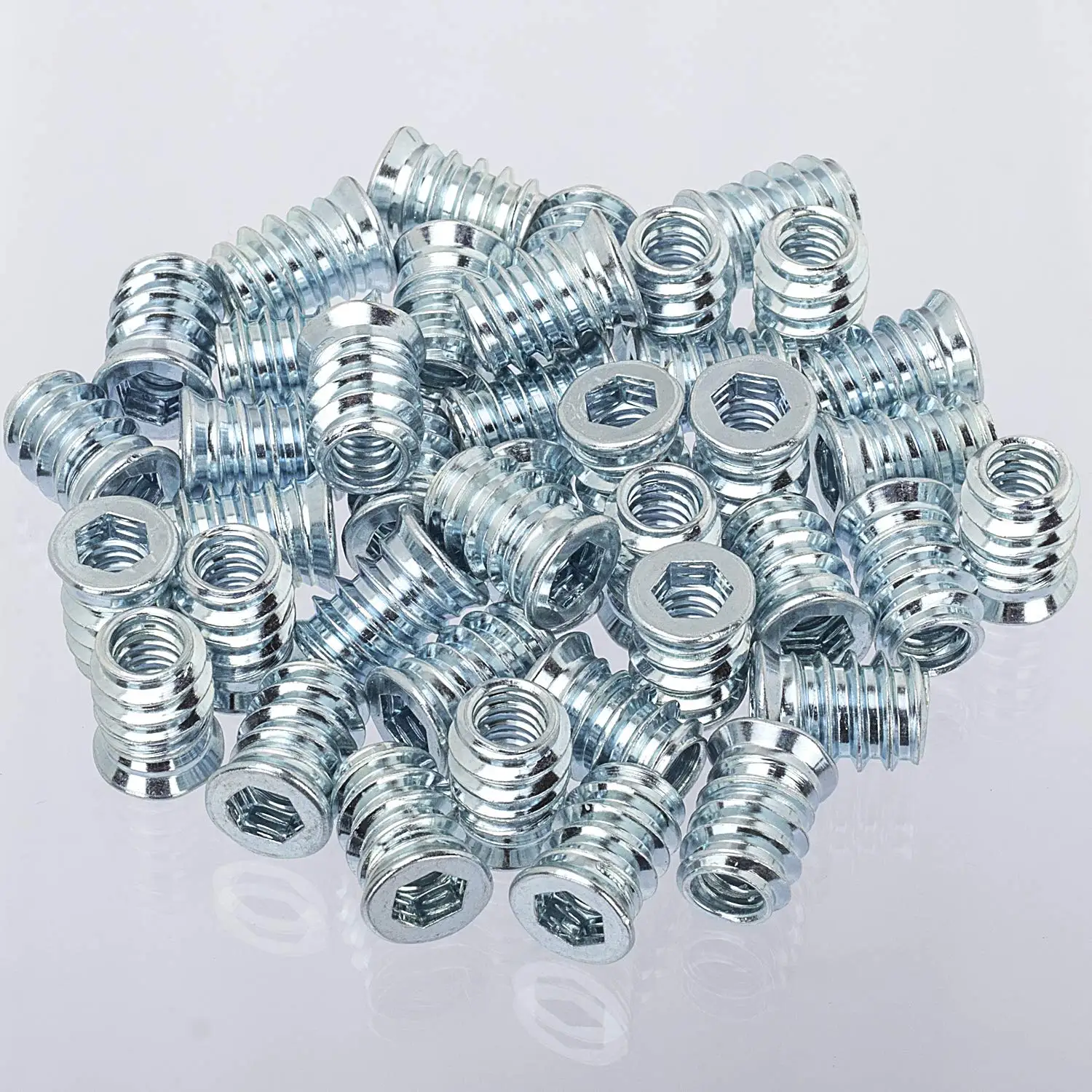 Self tapping threading insert wooden furniture hollow screw sleeve M8 internal thread M10 external thread