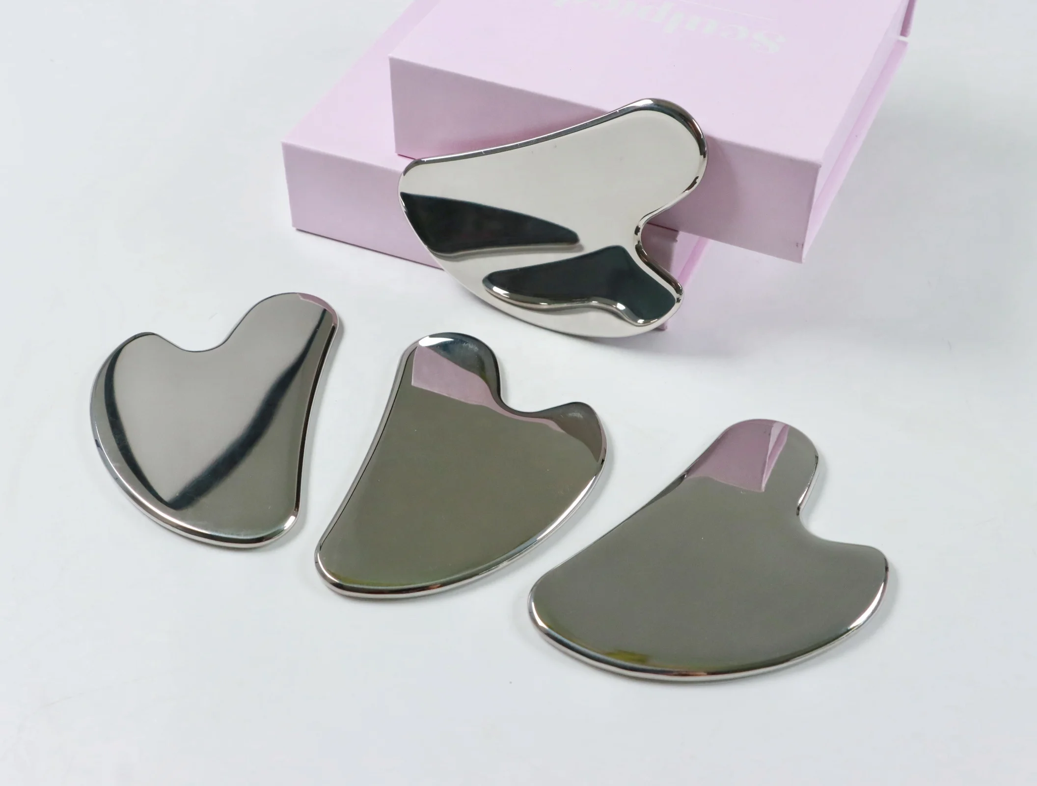 custom logo massage tool 904 stainless steel heart guasha stainless guasha
