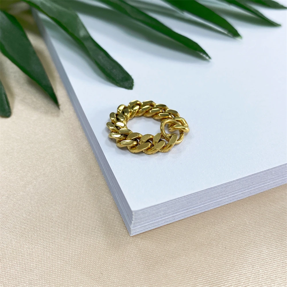 New Various Designs Stainless Steel Chain Ring Soft Cuban Link Chain Non Tarnish Rings Man Ins Minimalist Jewelry
