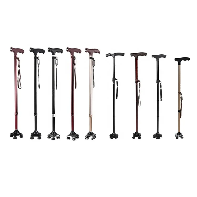 Aluminum adjustable walking portable elderly disabled medical arm walking cane  with led light